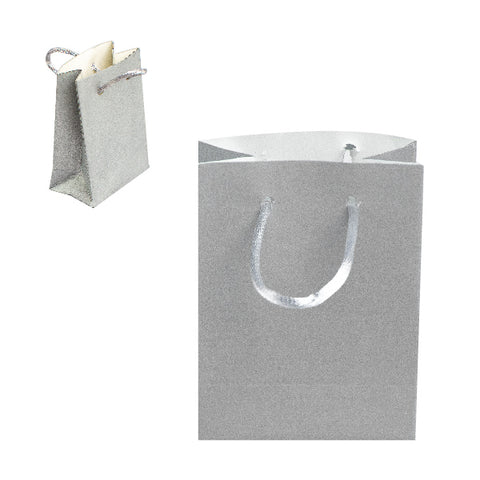 010907 (BP0PL) Bolsa mini de papel plata con asa  (3.5 x 8 x 5.9 cm)