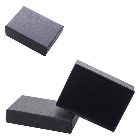 020320 (C2NG) Caja lisa, color negro para cadena y aretes (6 x 8.4 x 2.5 cm)
