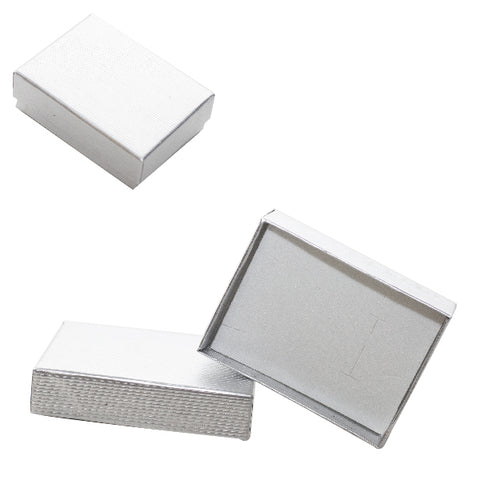 020322 (C20PL) Caja lisa, color plata para cadena y aretes (6 x 8.4 x 2.5 cm)