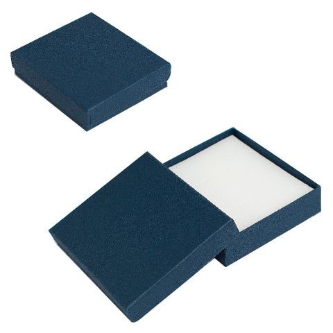 020334 (C5NV) Caja lisa, color azul navy para cadena, aretes y anillo  (10 x 9 x 2.5 cm)