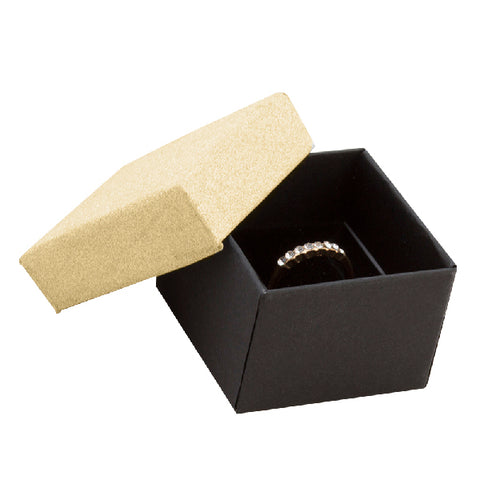 020807 (3011) Caja diamantina dorada, para anillo (5 x 5 x 3.5 cm)