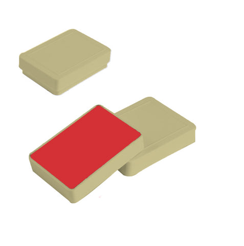 031312 (250MR) Estuche de plástico marfil con inserto rojo para aretes paq con 50 estuches (5.5 x 4.2 x 2 cm)