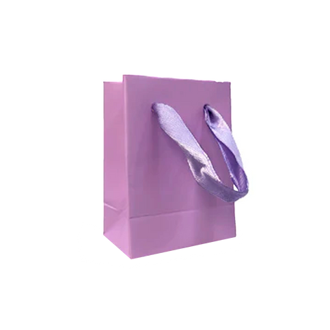 (010985) BOLSA DE PAPEL COLOR LAVANDA CON LISTÓN (6X8X3.5 CM) MINI