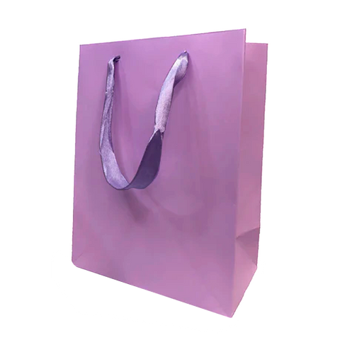 (010989) BOLSA DE PAPEL COLOR LAVANDA CON LISTÓN (18X22.5X8CM) GRANDE