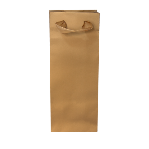 (010991) BOLSA DE PAPEL COLOR DORADA CON LISTÓN (9X5X23 CM) LARGA