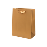 (010993) BOLSA DE PAPEL COLOR DORADA CON LISTÓN (11X.5X13.5X6 CM) MEDIANA