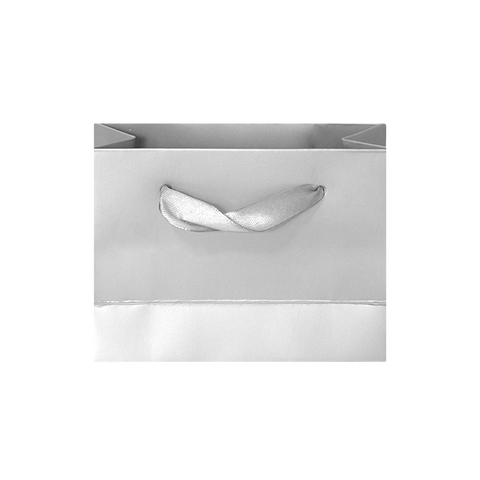 (010997) BOLSA DE PAPEL COLOR PLATA CON LISTÓN (12X9X5 CM) CHICA