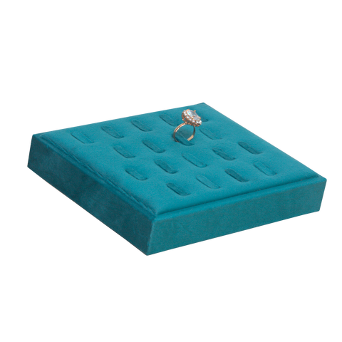 (0131VE) EXHIBIDOR DE TERCIOPELO VERDE CHAROLA PARA 18 ANILLOS  (18.5 x 15.5x 3.2 cm)