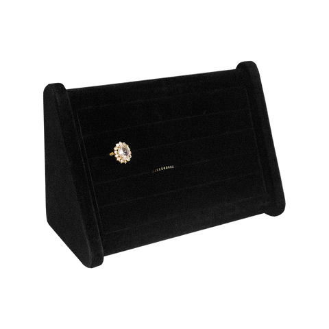 (0133NG) BASE DE TERCIOPELO NEGRO ASCENDENTE DE BARRAS PARA ANILLOS  (22.3 x 9.8 x 14.2 cm)