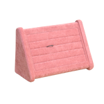 (0133RS) BASE DE TERCIOPELO ROSA ASCENDENTE DE BARRAS PARA ANILLOS  (22.3 x 9.8 x 14.2 cm)