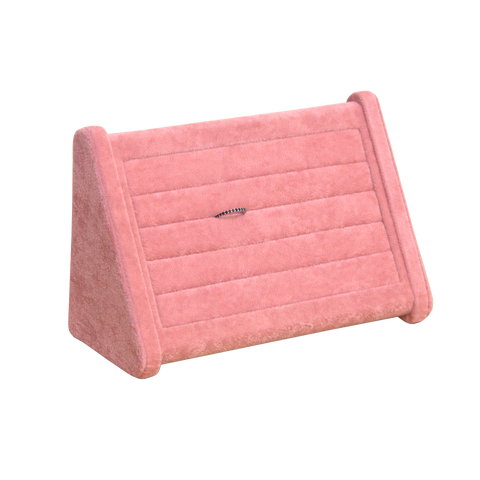 (0133RS) BASE DE TERCIOPELO ROSA ASCENDENTE DE BARRAS PARA ANILLOS  (22.3 x 9.8 x 14.2 cm)