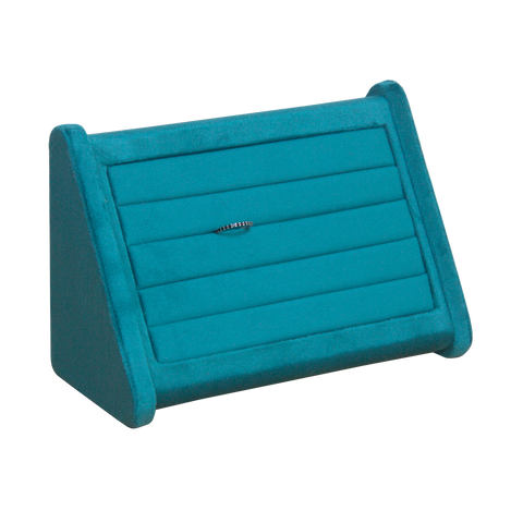 (0133VE) BASE DE TERCIOPELO VERDE ASCENDENTE DE BARRAS PARA ANILLOS  (22.3 x 9.8 x 14.2 cm)