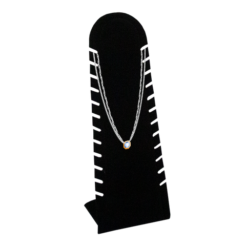 (0137NG) EXHIBIDOR DE TERCIOPELO NEGRO PARA 12 CADENAS (30X10X5cm)