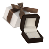 030613 (ED3I) Estuche diamante café para aretes y dije importado (9 x 6.6 x 4.8cm)