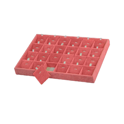 (05002) Charola Terciopelo Rosa con 24 casilleros para juego(35x24x3cm)