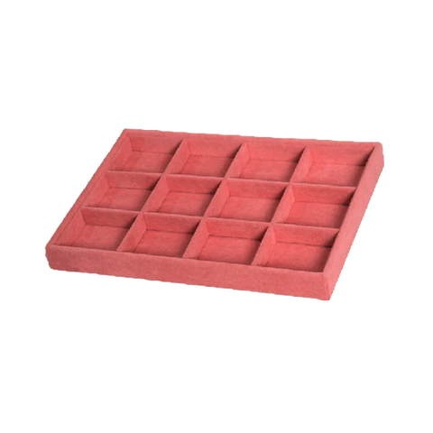 (05017) Charola Terciopelo Rosa con 12 casilleros  (32x22x3cm)