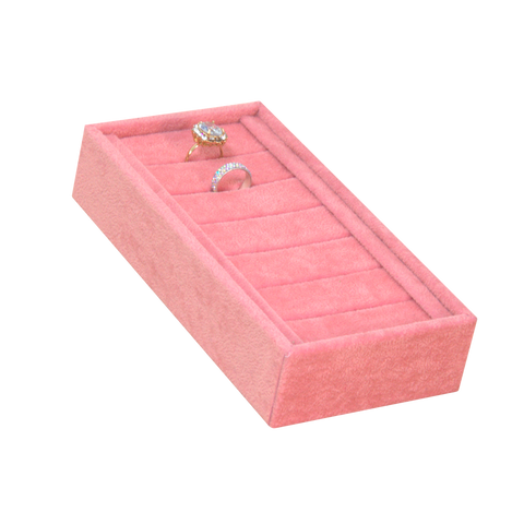 (05048) Charola mini Tercioplelo Rosa rectangular para anillos.