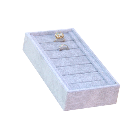 (05049) Charola mini Tercioplelo Gris rectangular para anillos.