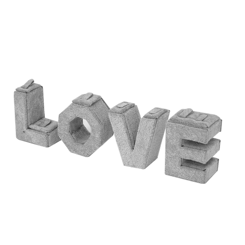 (05056) Letras LOVE  Terciopelo Gris (22x7x3cm)