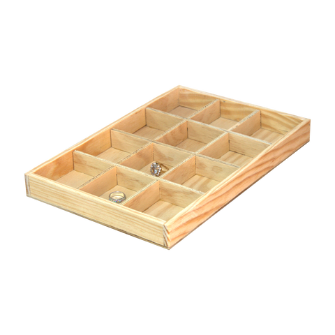 (053074) Charola de madera sin tapa para 12 casilleros (23x32x4cm)