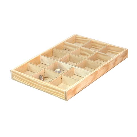 (053075) Charola de madera sin tapa para 15 casilleros (23x32x4cm)