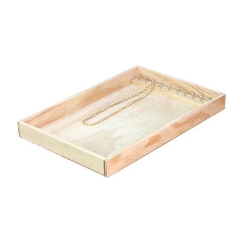 (053076) Charola de madera sin tapa para 10 cadenas  (23x32x4cm)