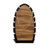 (07002)Exhibidor hoja Gde acrilico negro con Parota (23x13x7.5cm)