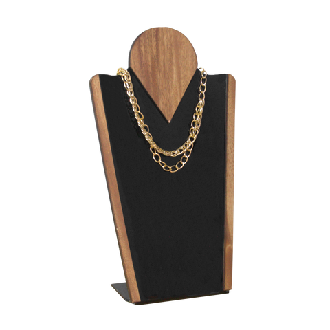 (07005)Cuello alto acrilico negro con Parota (38x21x8cm)