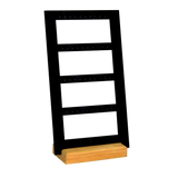 (07010)Exhibidor de 4 niveles  arete  acrilico negro con base madera (25x14.5x5cm)