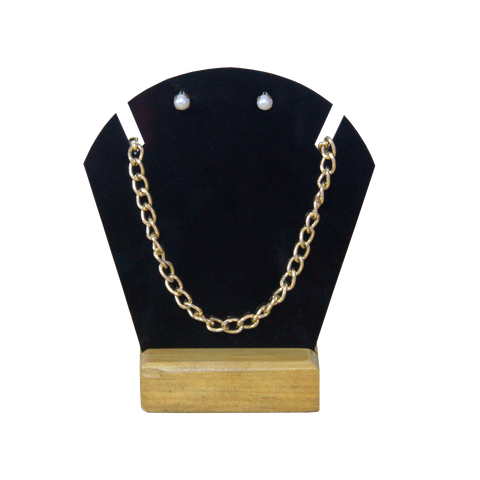 (07015)Porta collar ch acrilico negro con base madera (12x10x3cm)