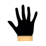 (07016)Exhibidor mano acrilico negro con base madera (15x13x4cm)