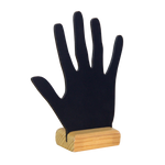 (07016)Exhibidor mano acrilico negro con base madera (15x13x4cm)