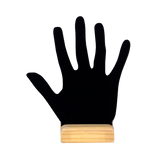 (07016)Exhibidor mano acrilico negro con base madera (15x13x4cm)