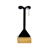 (07017)Exhibidor ramas arete acrilico negro base de madera (13x4.5x3.5cm)