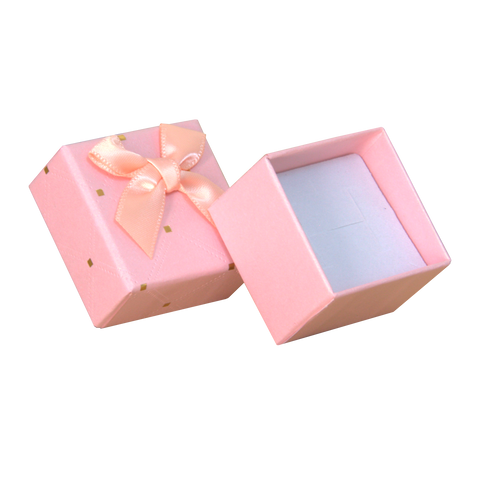 (2701) Caja Salmon detalles dorados para anillo paq cvon 24 piezas (4.7x7.5x3cm)