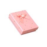 (2702) Caja Salmon detalles dorados para cadena y aretes paq con 24 piezas (6x7.5x2cm)