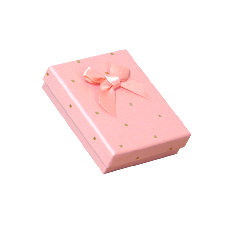 (2702) Caja Salmon detalles dorados para cadena y aretes paq con 24 piezas (6x7.5x2cm)