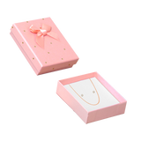 (2702) Caja Salmon detalles dorados para cadena y aretes paq con 24 piezas (6x7.5x2cm)
