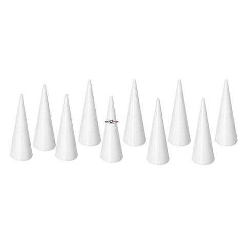 (CONO BC) CONO BLANCO DE PLASTICO PARA ANILLO  PAQ CON 10 PCZ (6X3CM)