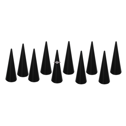 (CONO NG) CONO NEGRO DE PLASTICO PARA ANILLO PAQ CON 10 PCZ  (6X3CM)