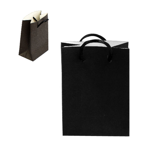 010906 (BP0NG) Bolsa mini de papel negro con asa  (3.5 x 8 x 5.9 cm)