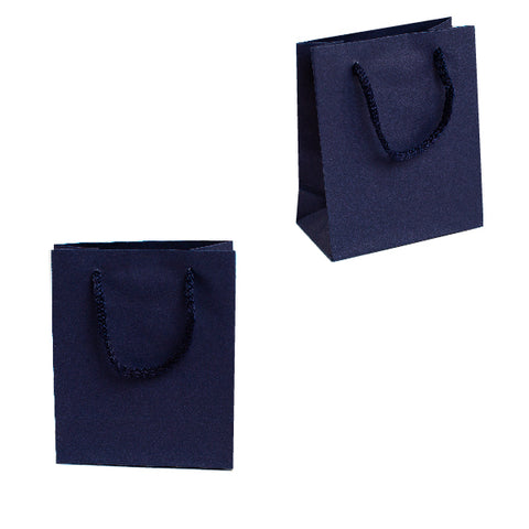 010918 (BP2AM) Bolsa mediana de papel azul marino con asa  (11.5 x 13.5 x 6 cm)