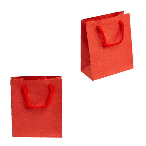 010926 (BP2RJ) Bolsa mediana de papel rojo con asa  (11.5 x 13.5 x 6 cm)