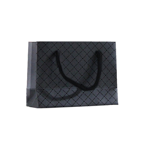010952 (BN1) Bolsa de papel color negro con cuadros (12 x 9 x 5 cm)