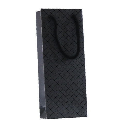 010954 (BN3) Bolsa de papel color negro con cuadros (9 x 23 x 5 cm)