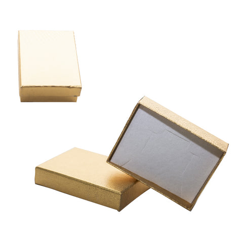 020321 (C20OR) Caja lisa, color dorado para cadena y aretes (6 x 8.4 x 2.5 cm)