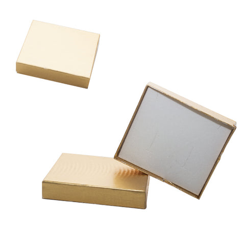020330 (C50OR) Caja lisa, color dorado para cadena, aretes y anillo (10 x 9 x 2.5cm)