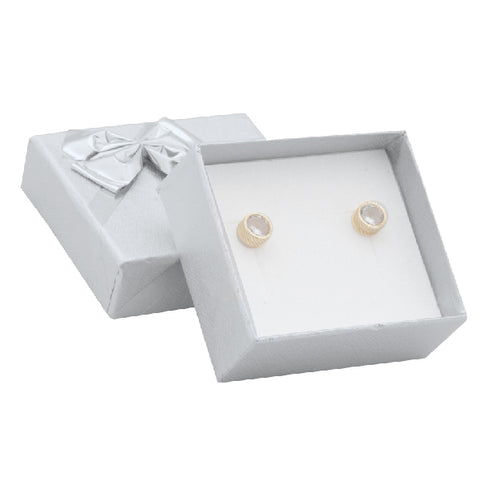 021204 (CM1IPL) Caja con moño color plata para broquel (5 x 5 x 2.2 cm)