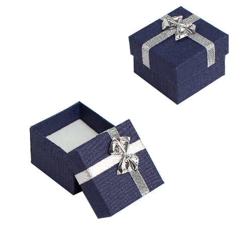 021206 (CM1AAZ) Caja con moño color azul para anillo (4.5 x 5.4 x 3.4 cm)