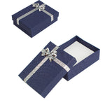 021216 (CM5AZ) Caja con moño color azul para cadena, aretes y anillo (9.5x 7 x 2.9 cm)